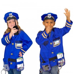 Black Friday | Melissa & Doug Police Officer Role Play Costume Dress-Up Set (8pc), Adult Unisex, Size: Small, Red/Gold - Sale