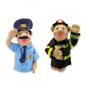 Black Friday | Melissa & Doug Rescue Puppet Set - Police Officer and Firefighter - Sale