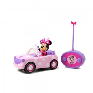 Black Friday | Jada Toys Disney Junior RC Minnie Bowtique Roadster Remote Control Vehicle 7" Pink with White Polka Dots - Sale