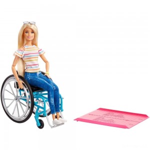 Black Friday | Barbie Fashionistas Doll #132 Blonde with Rolling Wheelchair and Ramp - Sale