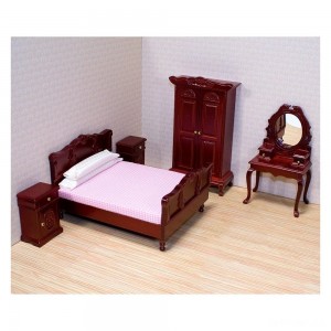 Black Friday | Melissa & Doug Classic Victorian Wooden and Upholstered Dollhouse Bedroom Furniture 6 pc - Sale