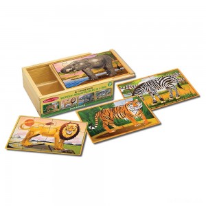 Black Friday | Melissa & Doug Wild Animals 4-in-1 Wooden Jigsaw Puzzles in a Storage Box (48pc) - Sale