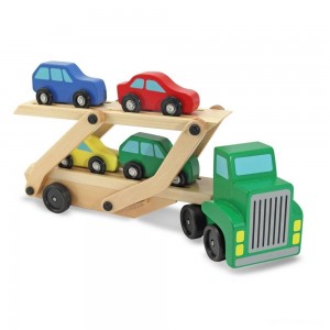 Black Friday | Melissa & Doug Car Carrier Truck and Cars Wooden Toy Set With 1 Truck and 4 Cars - Sale