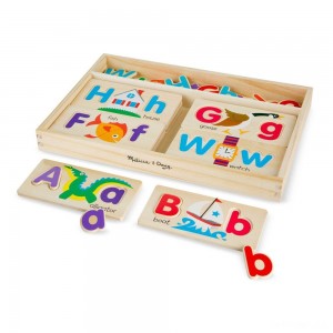 Black Friday | Melissa & Doug ABC Picture Boards - Educational Toy With 13 Double-Sided Wooden Boards and 52 Letters - Sale