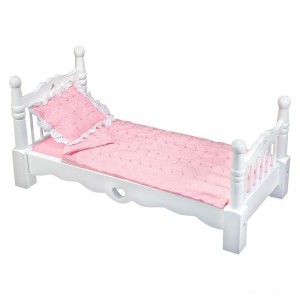 Black Friday | Melissa & Doug White Wooden Doll Bed With Bedding (24 x 12 x 11 inches) - Sale
