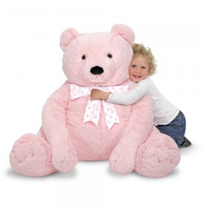 Black Friday | Melissa & Doug Jumbo Pink Teddy Bear Stuffed Animal (2 feet tall) - Sale