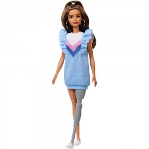 Black Friday | Barbie Fashionistas Doll #121 Brunette Hair and Prosthetic Leg - Sale