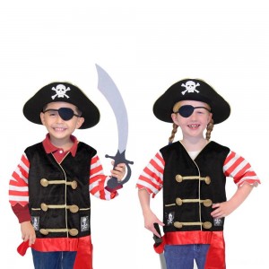 Black Friday | Melissa & Doug Pirate Role Play Costume Dress-Up Set With Hat, Sword, and Eye Patch, Adult Unisex, Black - Sale