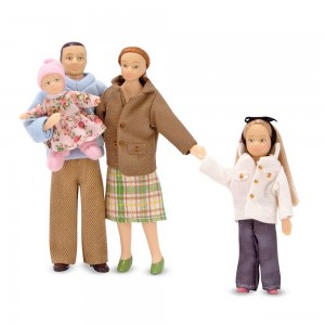 Black Friday | Melissa & Doug 4-Piece Victorian Vinyl Poseable Doll Family for Dollhouse - 1:12 Scale - Sale