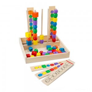 Black Friday | Melissa & Doug Bead Sequencing Set With 46 Wooden Beads and 5 Double-Sided Pattern Boards - Sale