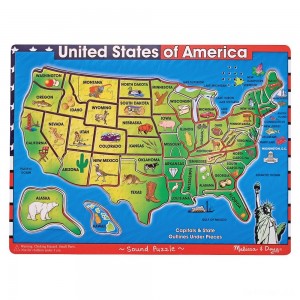Black Friday | Melissa & Doug USA Map Sound Puzzle - Wooden Peg Puzzle With Sound Effects (40pc) - Sale