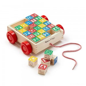 Black Friday | Melissa & Doug Classic ABC Wooden Block Cart Educational Toy With 30 Solid Wood Blocks - Sale