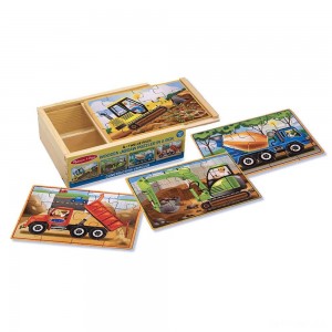 Black Friday | Melissa & Doug Construction Vehicles 4-in-1 Wooden Jigsaw Puzzles (48pc) - Sale