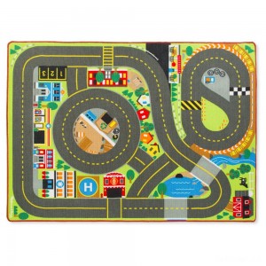 Black Friday | Melissa & Doug Jumbo Roadway Activity Rug With 4 Wooden Traffic Signs (79 x 58 inches) - Sale