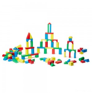 Black Friday | Melissa & Doug Wooden Building Block Set - 200 Blocks in 4 Colors and 9 Shapes - Sale