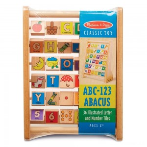 Black Friday | Melissa & Doug ABC-123 Abacus - Classic Wooden Educational Toy With 36 Letter and Number Tiles - Sale