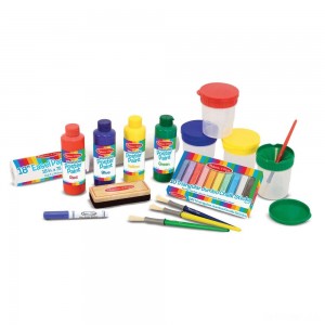 Black Friday | Melissa & Doug Easel Accessory Set - Paint, Cups, Brushes, Chalk, Paper, Dry-Erase Marker - Sale