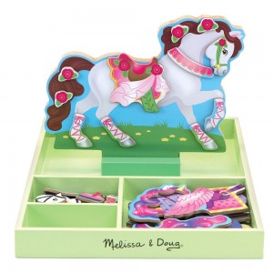 Black Friday | Melissa & Doug My Horse Clover Wooden Doll and Stand With Magnetic Dress-Up Accessories (60 pc - Sale