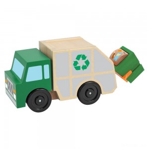 Black Friday | Melissa & Doug Garbage Truck Wooden Vehicle Toy (3pc) - Sale