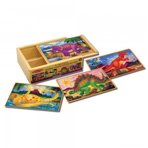 Black Friday | Melissa & Doug Dinosaurs 4-in-1 Wooden Jigsaw Puzzles in a Storage Box (48pc) - Sale