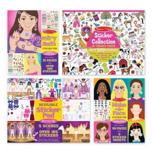 Black Friday | Melissa & Doug Sticker Pads Set: Jewelry and Nails, Dress-Up, Make-a-Face, Favorite Themes - 1225+ Stickers - Sale