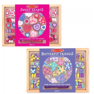 Black Friday | Melissa & Doug Sweet Hearts and Butterfly Friends Bead Set of 2 - 250+ Wooden Beads - Sale