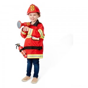 Black Friday | Melissa & Doug Fire Chief Role Play Costume Dress-Up Set (6pc), Adult Unisex, Size: Small, Red - Sale