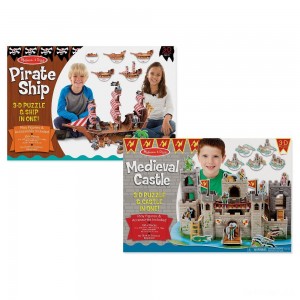 Black Friday | Melissa And Doug Pirate Ship And Medieval Castle 3D Puzzle 200pc - Sale