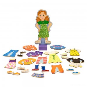 Black Friday | Melissa & Doug Maggie Leigh Magnetic Wooden Dress-Up Doll Pretend Play Set (25+pc) - Sale