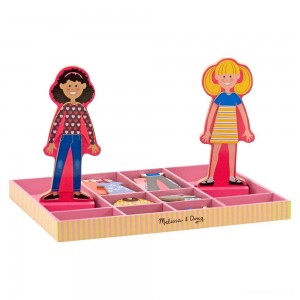 Black Friday | Melissa & Doug Abby and Emma Deluxe Magnetic Wooden Dress-Up Dolls Play Set (55+pc) - Sale