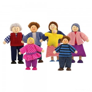 Black Friday | Melissa & Doug 7-Piece Poseable Wooden Doll Family for Dollhouse (2-4 inches each) - Sale