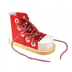 Black Friday | Melissa & Doug Deluxe Wood Lacing Sneaker - Learn to Tie a Shoe Educational Toy - Sale