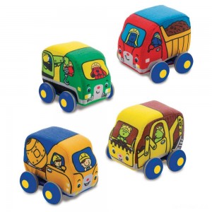 Black Friday | Melissa & Doug Pull-Back Construction Vehicles - Soft Baby Toy Play Set of 4 Vehicles - Sale