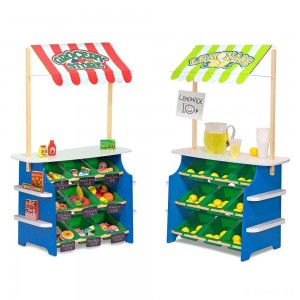 Black Friday | Melissa & Doug Wooden Grocery Store and Lemonade Stand - Reversible Awning, 9 Bins, Chalkboards - Sale