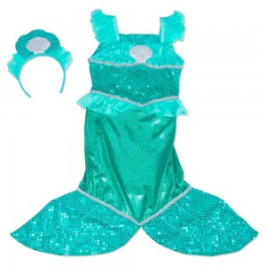 Black Friday | Melissa & Doug Mermaid Role Play Costume Set - Gown With Flaired Tail, Seashell Tiara, Women's - Sale