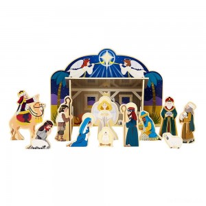 Black Friday | Melissa & Doug Classic Wooden Christmas Nativity Set With 4-Piece Stable and 11 Wooden Figures - Sale