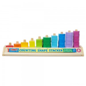 Black Friday | Melissa & Doug Counting Shape Stacker - Wooden Educational Toy With 55 Shapes and 10 Number Tiles - Sale