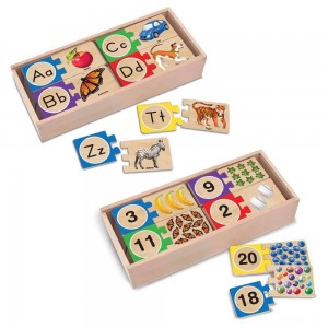 Black Friday | Melissa & Doug Self-Correcting Letter and Number Wooden Puzzles Set With Storage Box 92pc - Sale