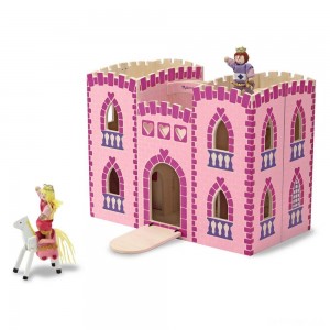 Black Friday | Melissa & Doug Fold and Go Wooden Princess Castle With 2 Royal Play Figures, 2 Horses, and 4pc of Furniture - Sale