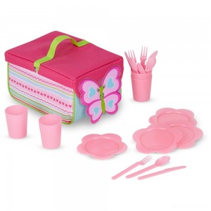 Black Friday | Melissa & Doug Sunny Patch Cutie Pie Butterfly Picnic Set With Basket, Plates, and Utensils - Sale