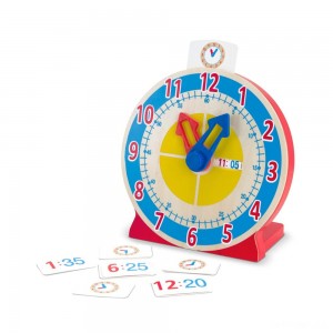 Black Friday | Melissa & Doug Turn & Tell Wooden Clock - Educational Toy With 12+ Reversible Time Cards - Sale