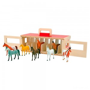 Black Friday | Melissa & Doug Take-Along Show-Horse Stable Play Set With Wooden Stable Box and 8 Toy Horses - Sale