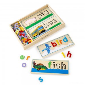 Black Friday | Melissa & Doug See & Spell Wooden Educational Toy With 8 Double-Sided Spelling Boards and 64 Letters - Sale