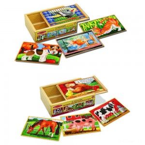 Black Friday | Melissa & Doug Animals 4-in-1 Wooden Jigsaw Puzzles Set - Pets and Farm 96pc - Sale