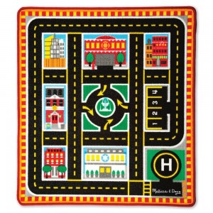 Black Friday | Melissa & Doug Round The City Rescue Rug With 4 Wooden Vehicles (39 x 36 inches) - Sale