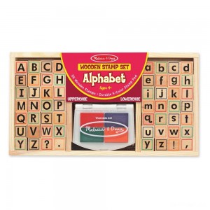 Black Friday | Melissa & Doug Wooden Alphabet Stamp Set - 56 Stamps With Lower-Case and Capital Letters - Sale