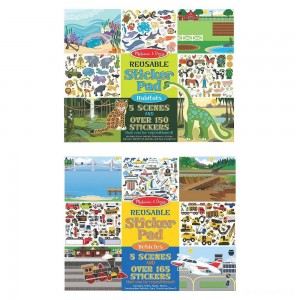Black Friday | Melissa & Doug Reusable Sticker Pads Set: Vehicles and Habitats, 315+ Stickers and 10 Scenes - Sale
