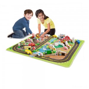 Black Friday | Melissa & Doug Deluxe Activity Road Rug Play Set with 49pc Wooden Vehicles and Play - Sale