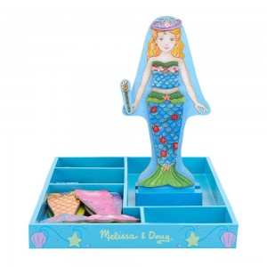 Black Friday | Melissa & Doug Merry Mermaid Wooden Dress-Up Doll and Stand - 35 Magnetic Accessories - Sale