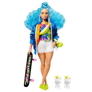 Black Friday | Barbie Extra Doll with Skateboard and 2 Pet Kitten Toys